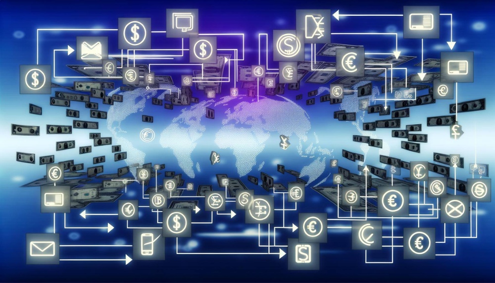 An image depicting a network of new payment methods and cross border payments